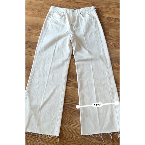 Veronica beard Ecru TAYLOR CROPPED WIDE-LEG high rise JEAN size 32/ US 14 - Picture 11 of 15